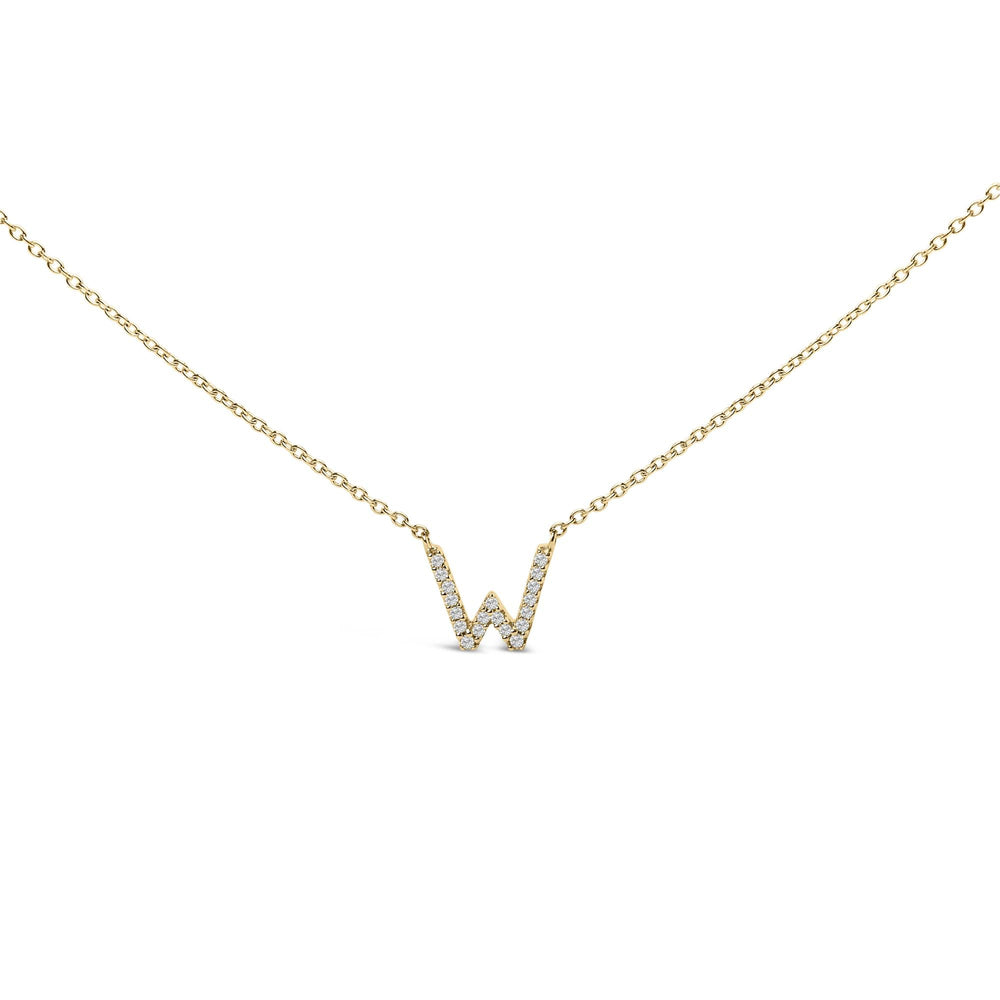 10K Yellow Gold Diamond Accent "A-Z" Block Initial Pendant Necklace