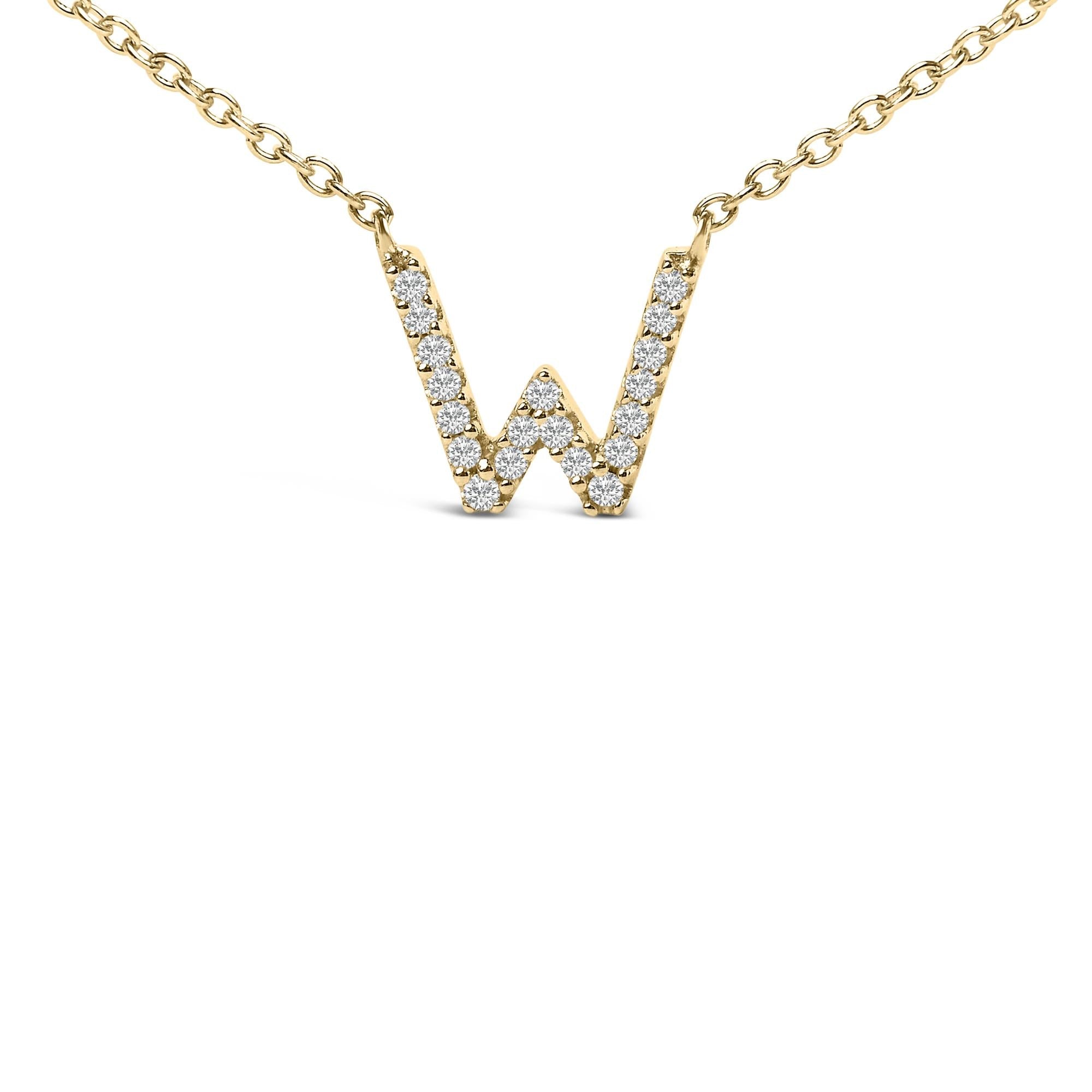 10K Yellow Gold Diamond Accent "A-Z" Block Initial Pendant Necklace