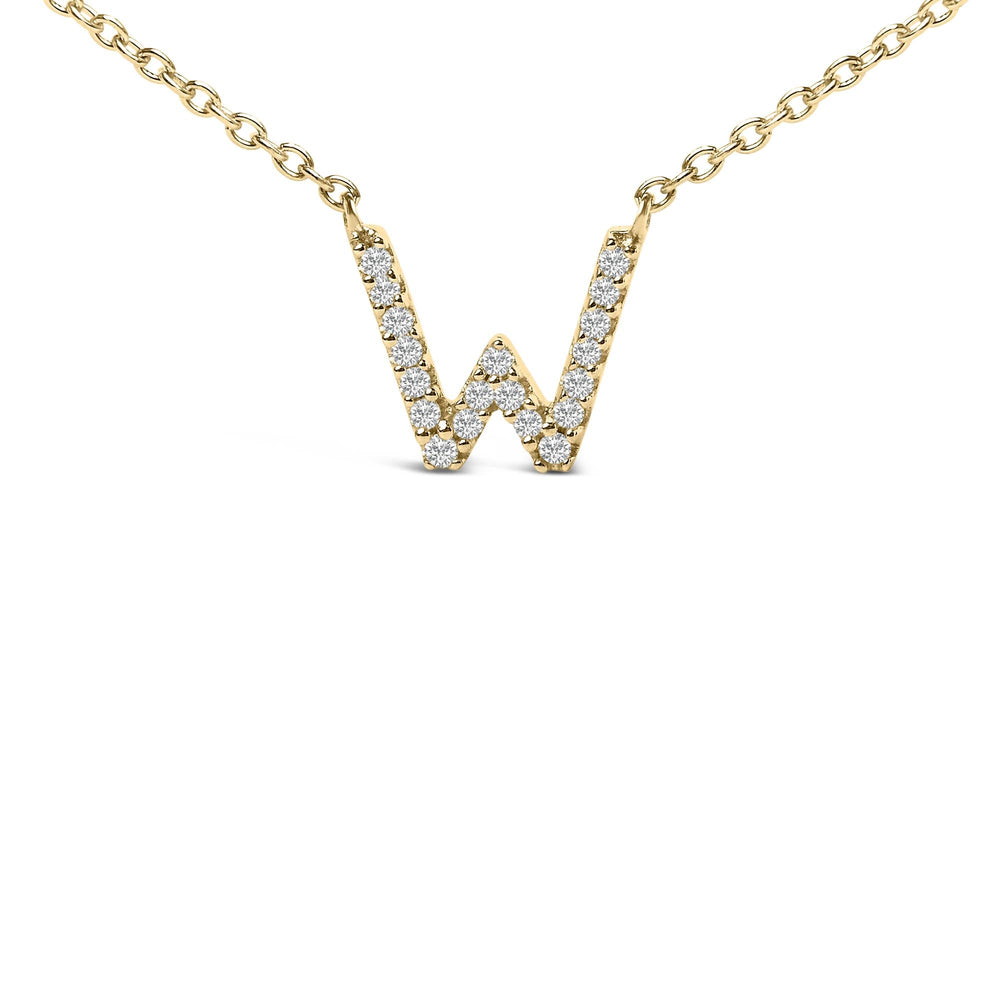 10K Yellow Gold Diamond Accent "A-Z" Block Initial Pendant Necklace
