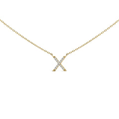 10K Yellow Gold Diamond Accent "A-Z" Block Initial Pendant Necklace