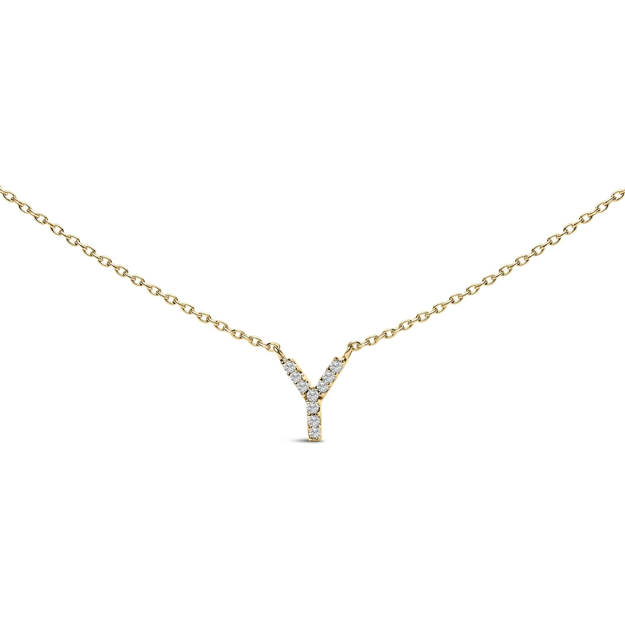 10K Yellow Gold Diamond Accent "A-Z" Block Initial Pendant Necklace