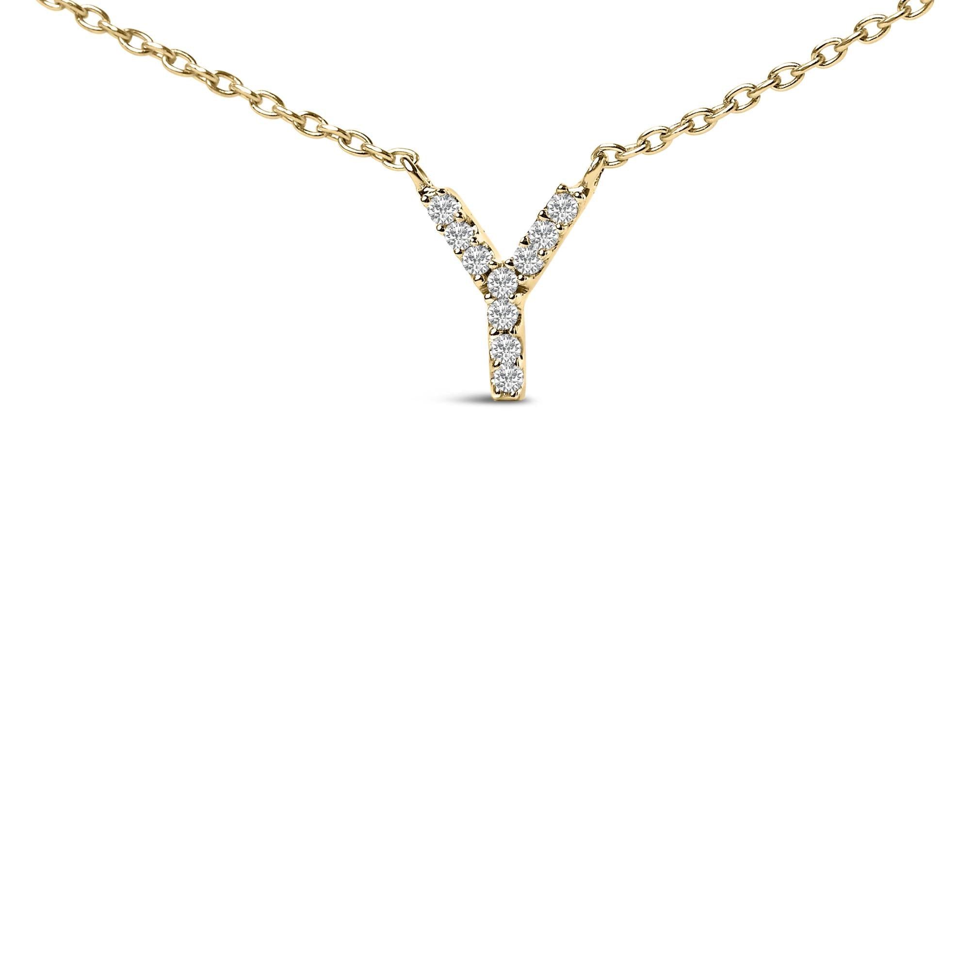 10K Yellow Gold Diamond Accent "A-Z" Block Initial Pendant Necklace