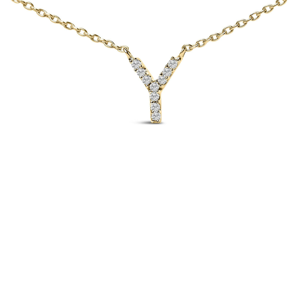 10K Yellow Gold Diamond Accent "A-Z" Block Initial Pendant Necklace