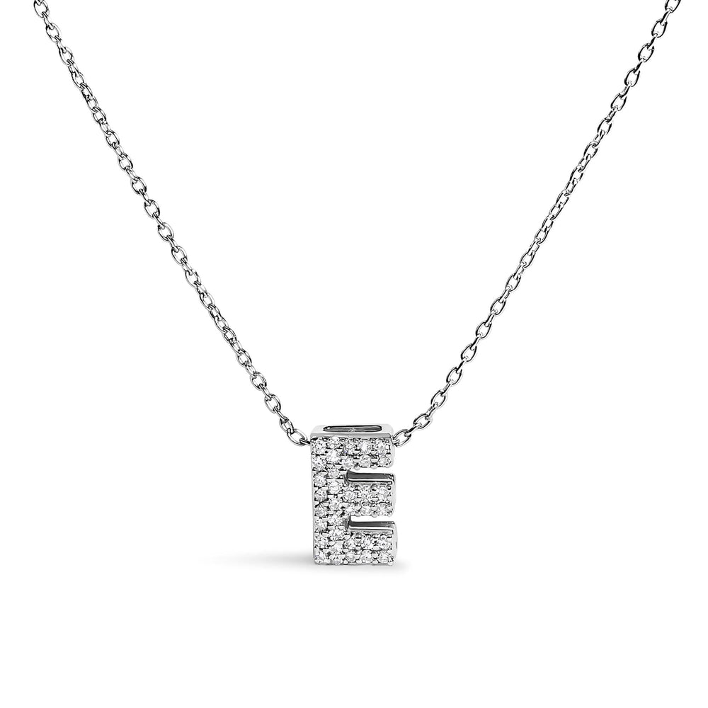 10K White Gold Diamond Accent "A-Z" Initial Bubble Pendant Necklace