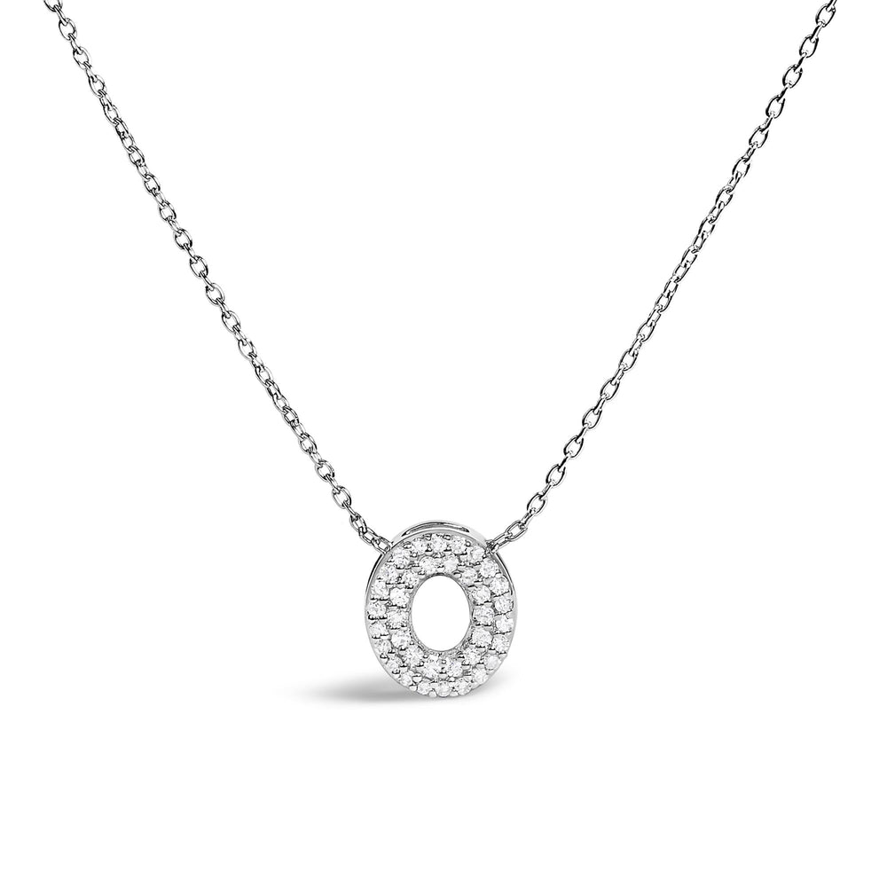 10K White Gold Diamond Accent "A-Z" Initial Bubble Pendant Necklace