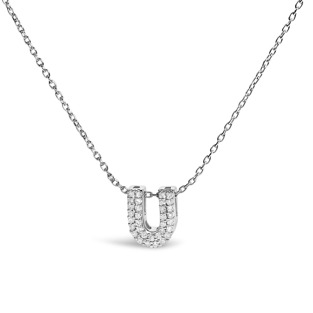 10K White Gold Diamond Accent "A-Z" Initial Bubble Pendant Necklace