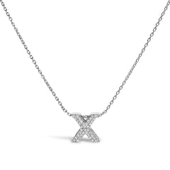 10K White Gold Diamond Accent "A-Z" Initial Bubble Pendant Necklace