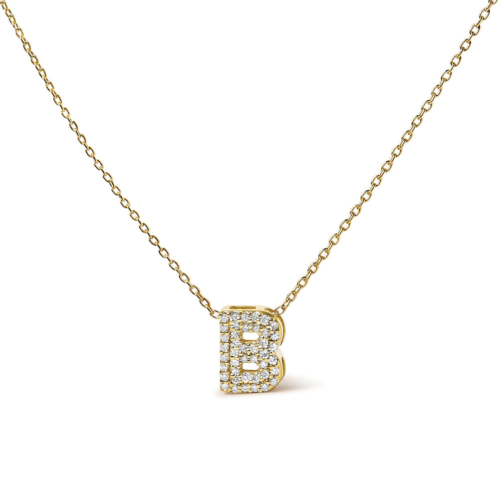 10K Yellow Gold Diamond Accent "A-Z" Initial Bubble Pendant Necklace