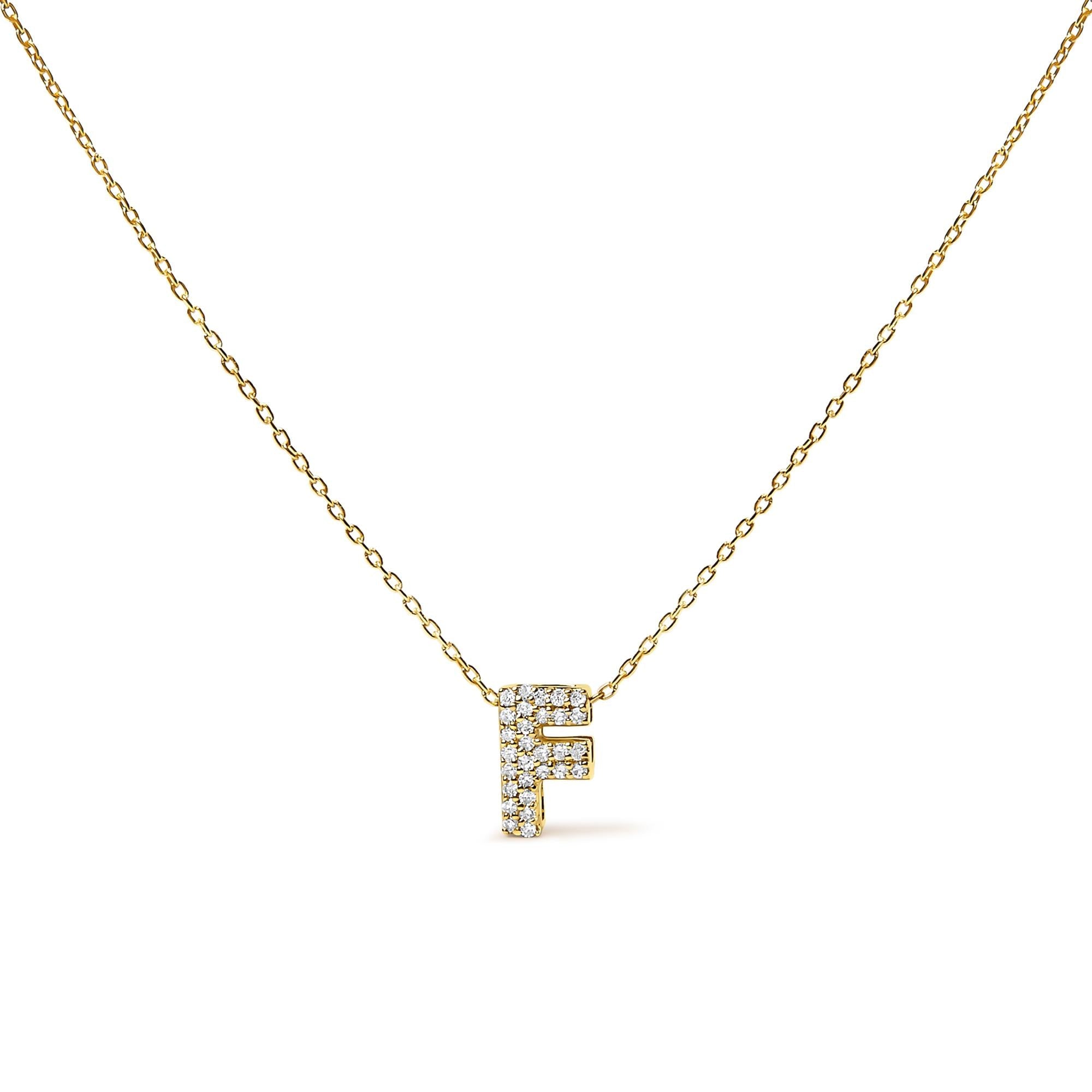 10K Yellow Gold Diamond Accent "A-Z" Initial Bubble Pendant Necklace