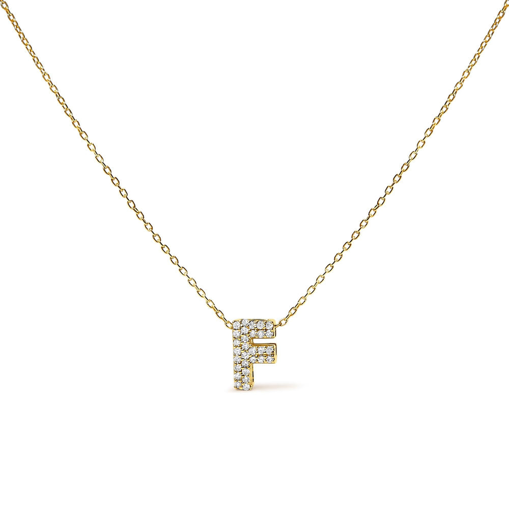 10K Yellow Gold Diamond Accent "A-Z" Initial Bubble Pendant Necklace