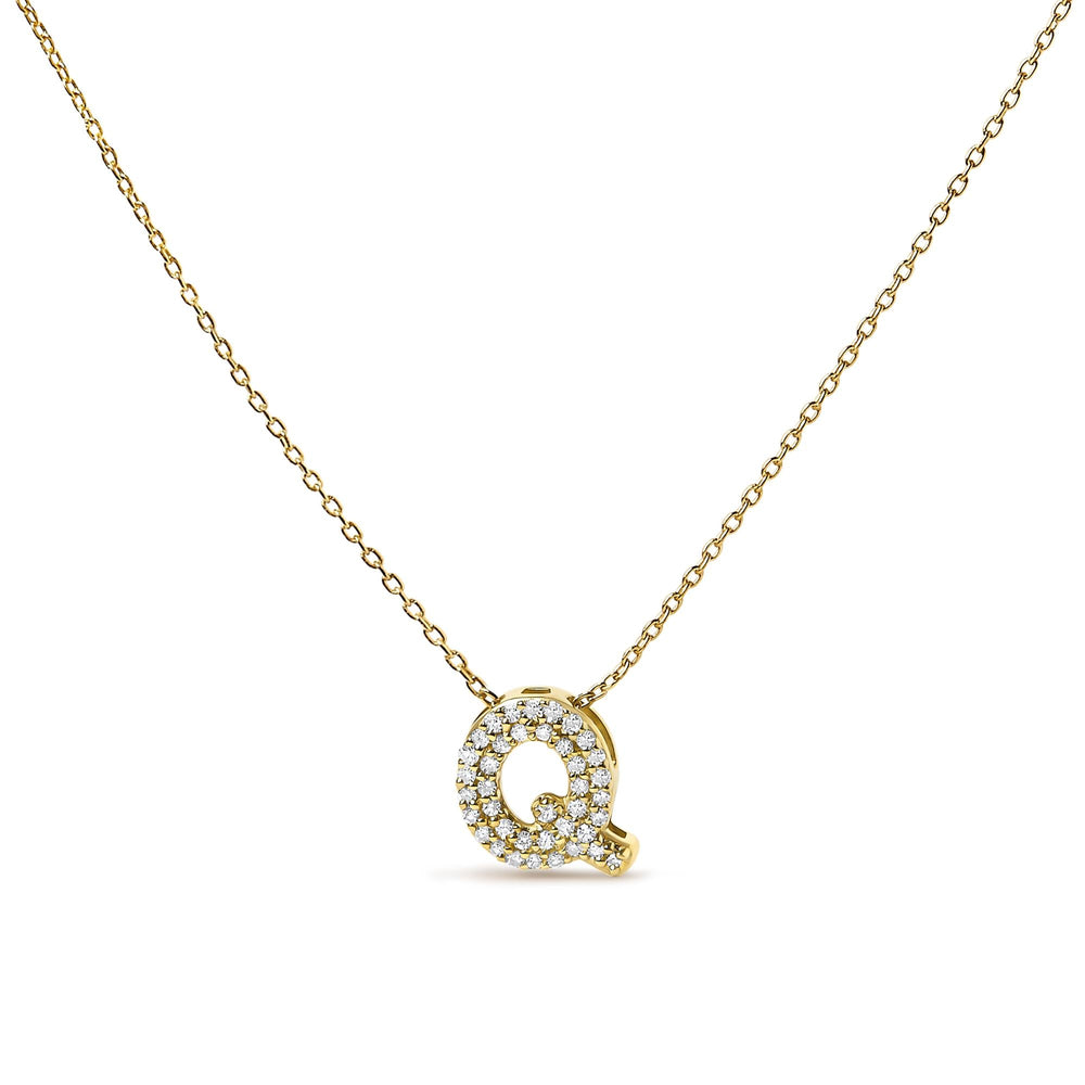 10K Yellow Gold Diamond Accent "A-Z" Initial Bubble Pendant Necklace