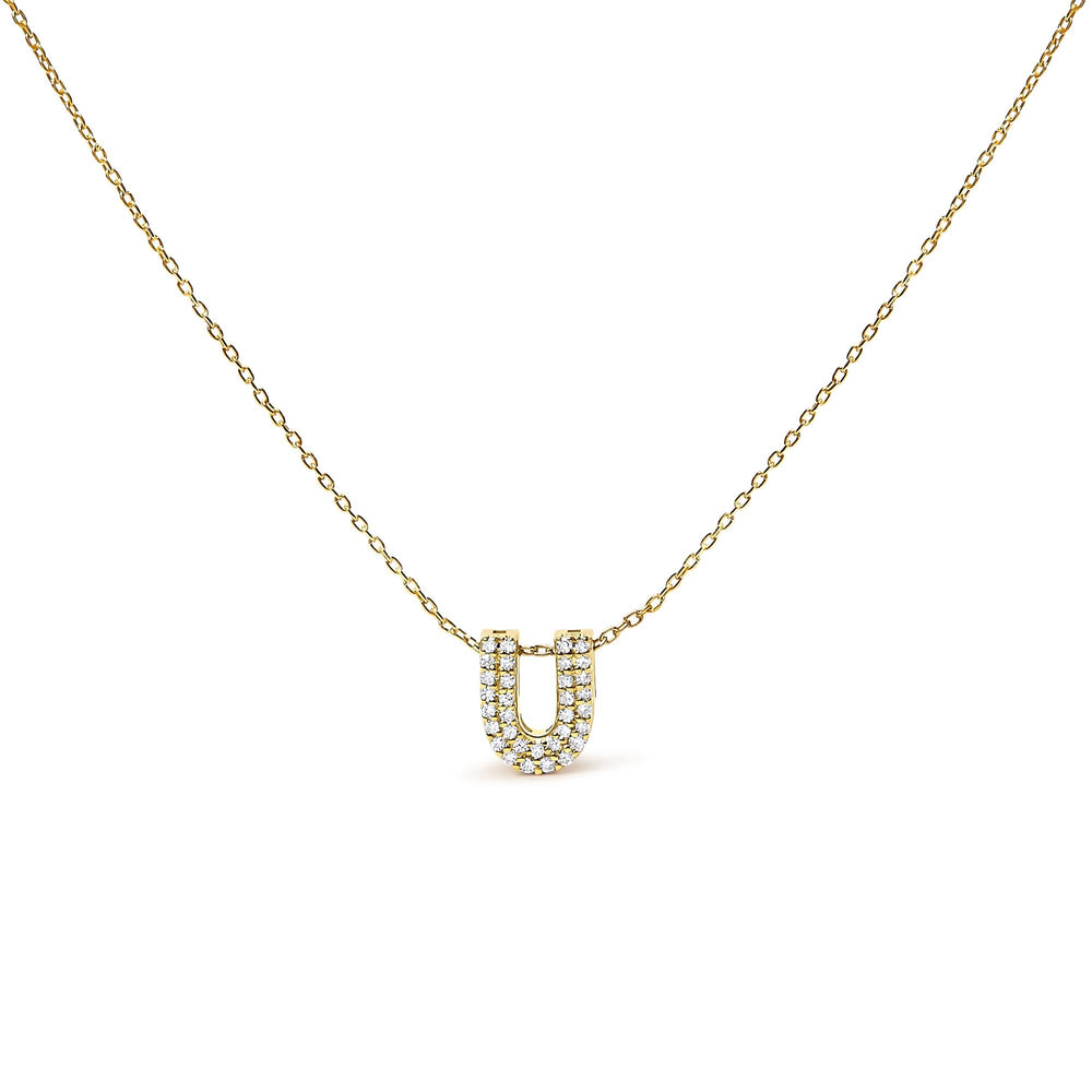 10K Yellow Gold Diamond Accent "A-Z" Initial Bubble Pendant Necklace