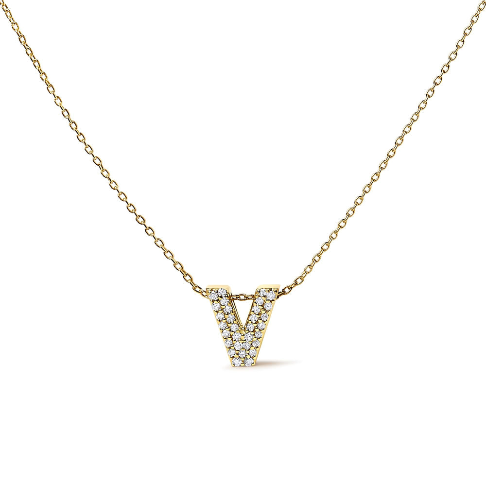 10K Yellow Gold Diamond Accent "A-Z" Initial Bubble Pendant Necklace