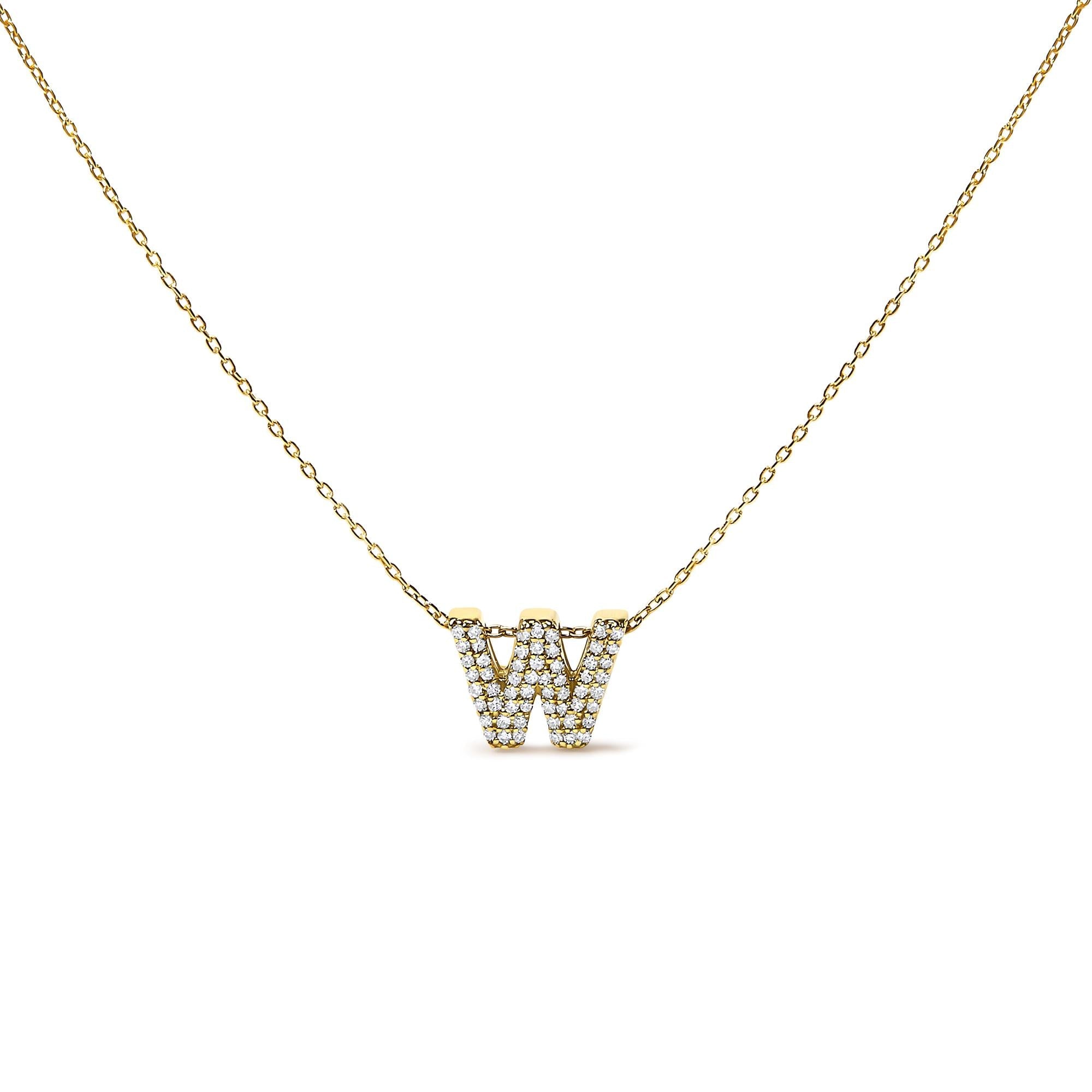 10K Yellow Gold Diamond Accent "A-Z" Initial Bubble Pendant Necklace