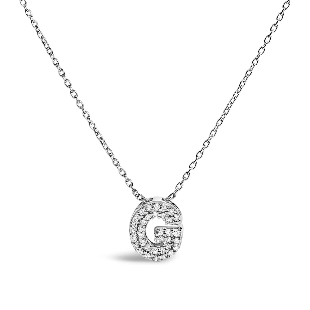 10K White Gold Diamond Accent "A-Z" Initial Bubble Pendant Necklace