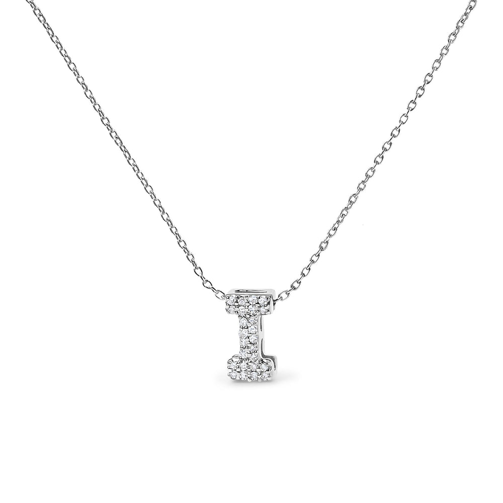 10K White Gold Diamond Accent "A-Z" Initial Bubble Pendant Necklace