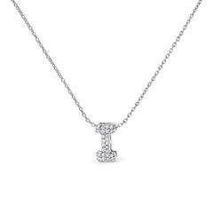 10K White Gold Diamond Accent "A-Z" Initial Bubble Pendant Necklace