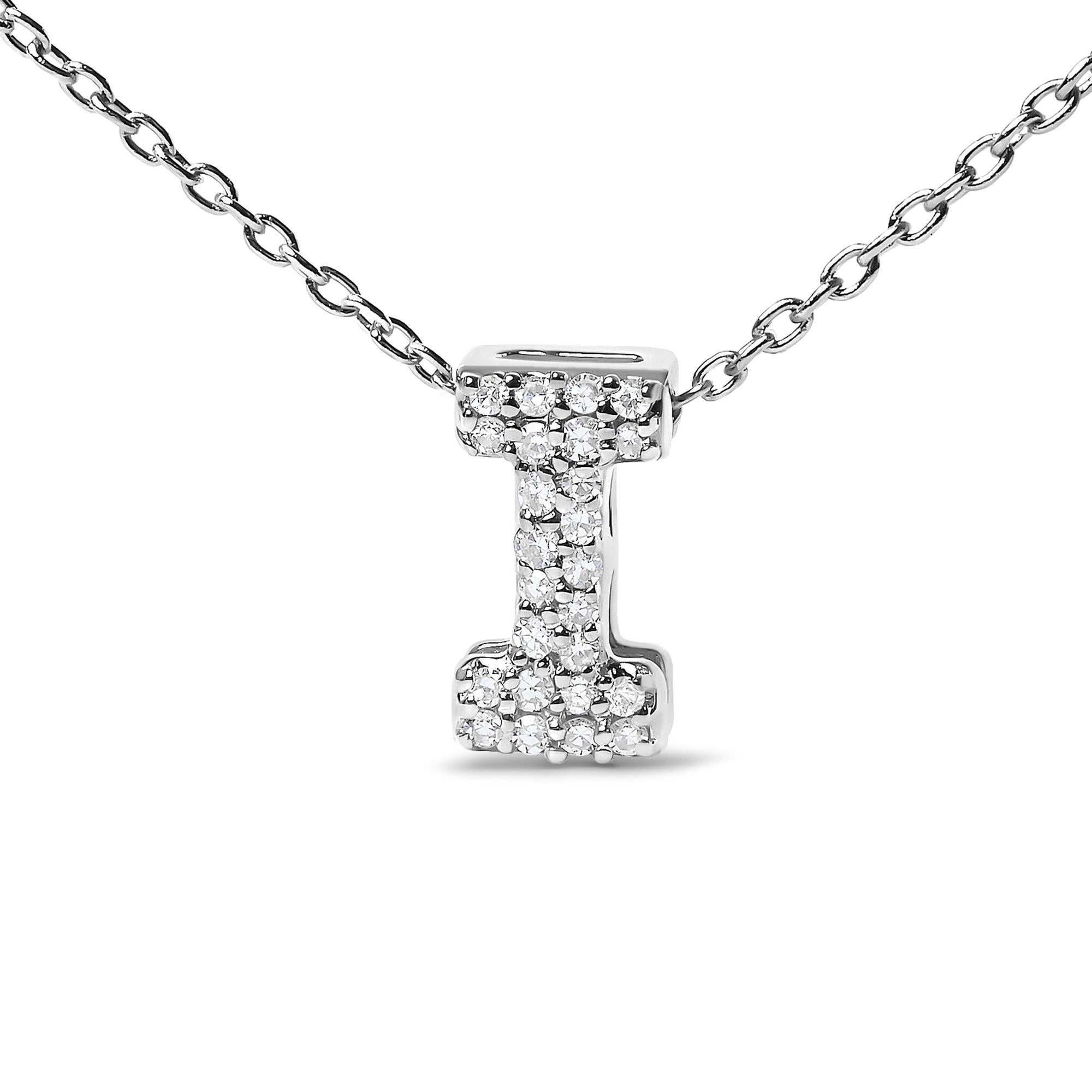 10K White Gold Diamond Accent "A-Z" Initial Bubble Pendant Necklace