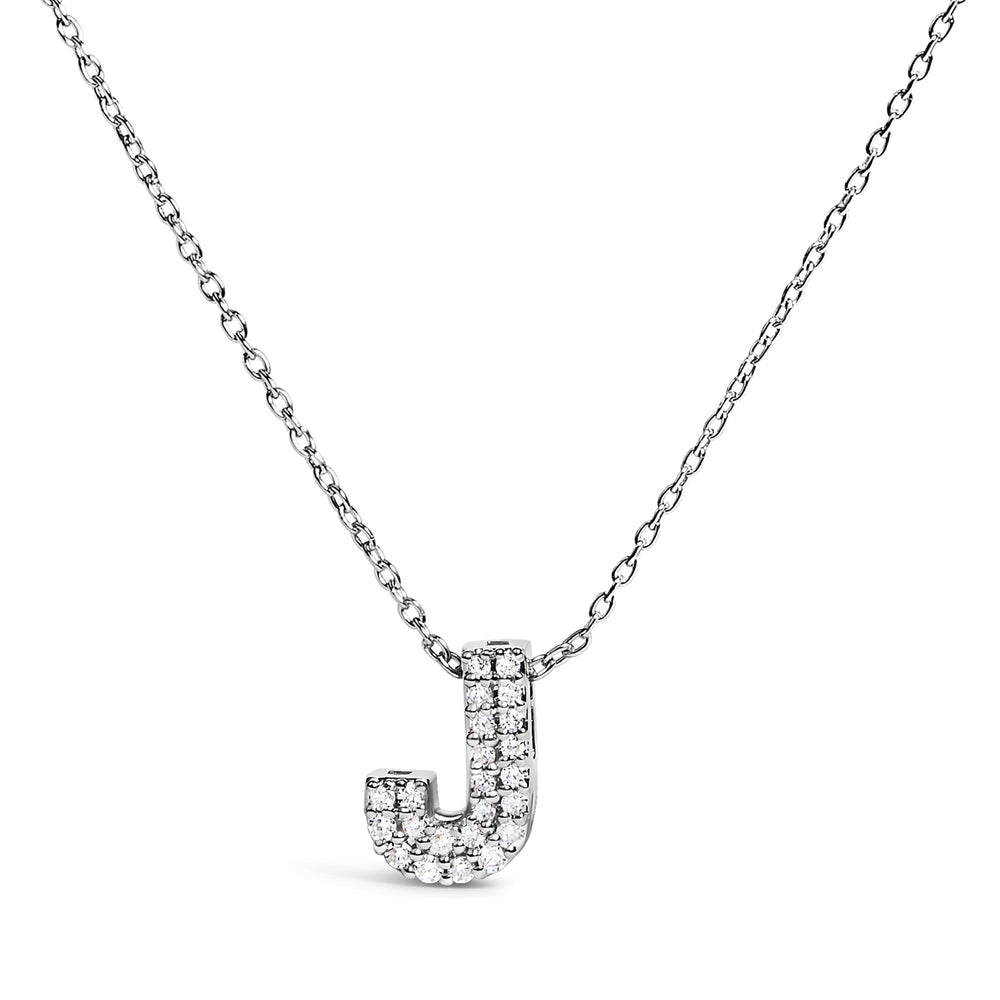 10K White Gold Diamond Accent "A-Z" Initial Bubble Pendant Necklace