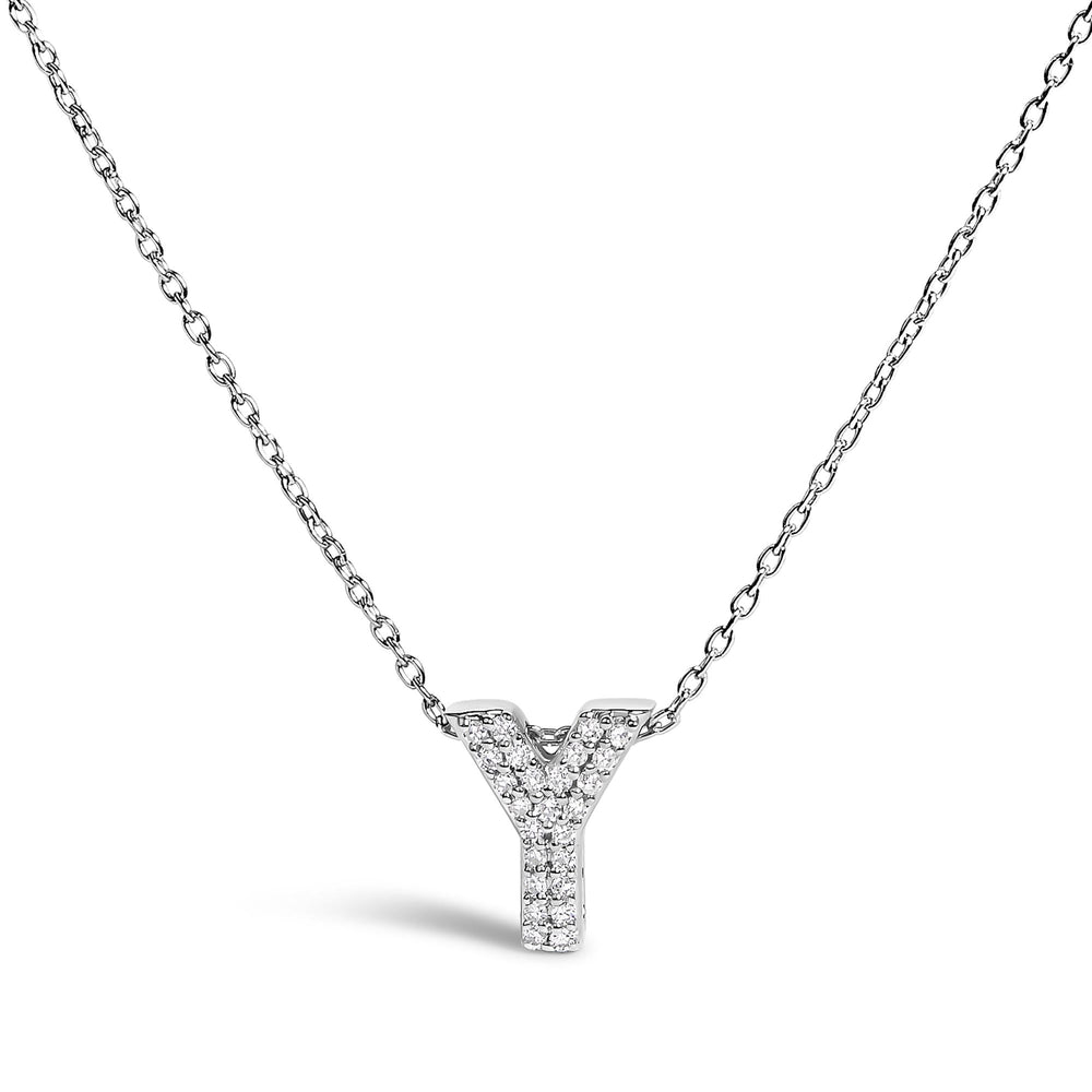 10K White Gold Diamond Accent "A-Z" Initial Bubble Pendant Necklace