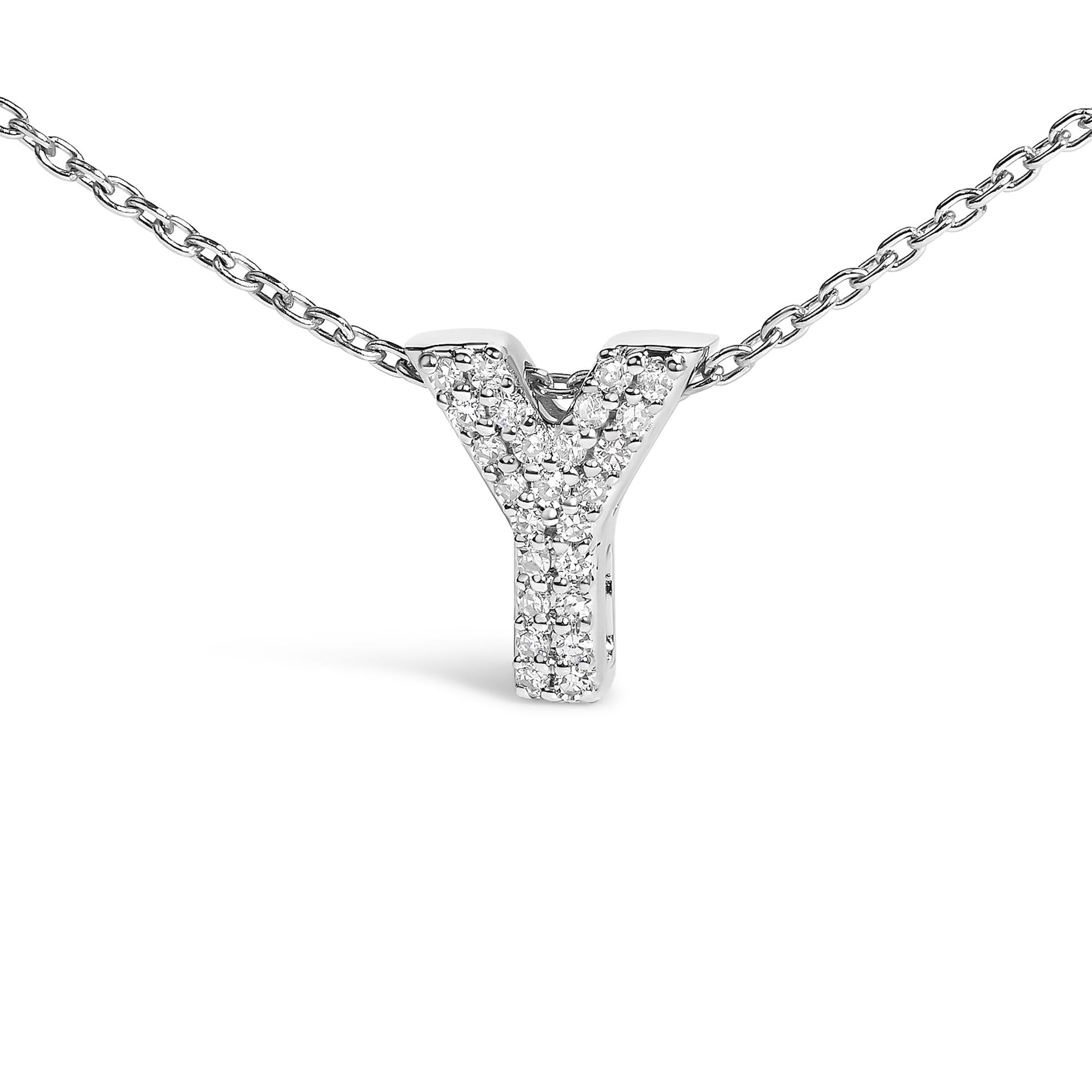 10K White Gold Diamond Accent "A-Z" Initial Bubble Pendant Necklace