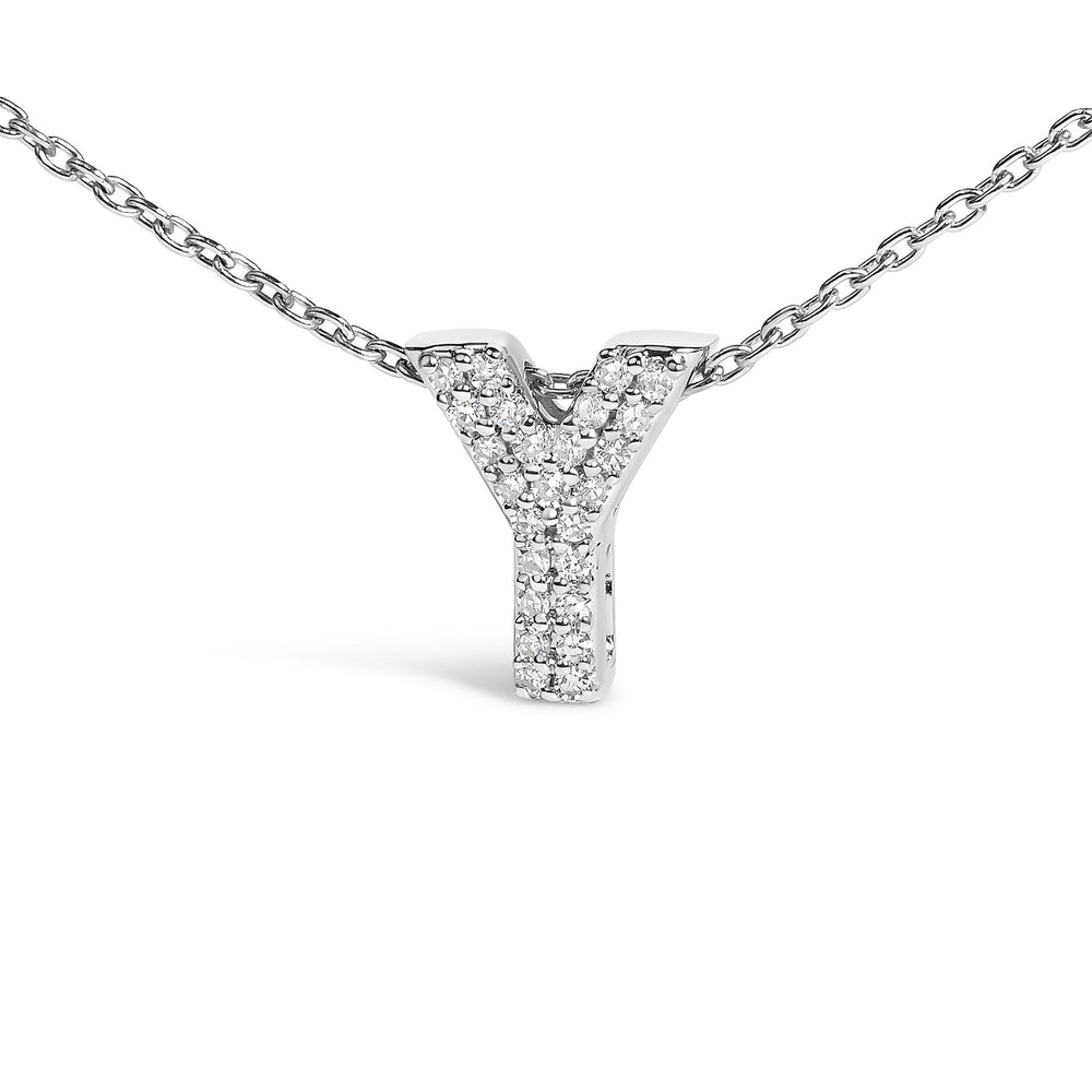 10K White Gold Diamond Accent "A-Z" Initial Bubble Pendant Necklace