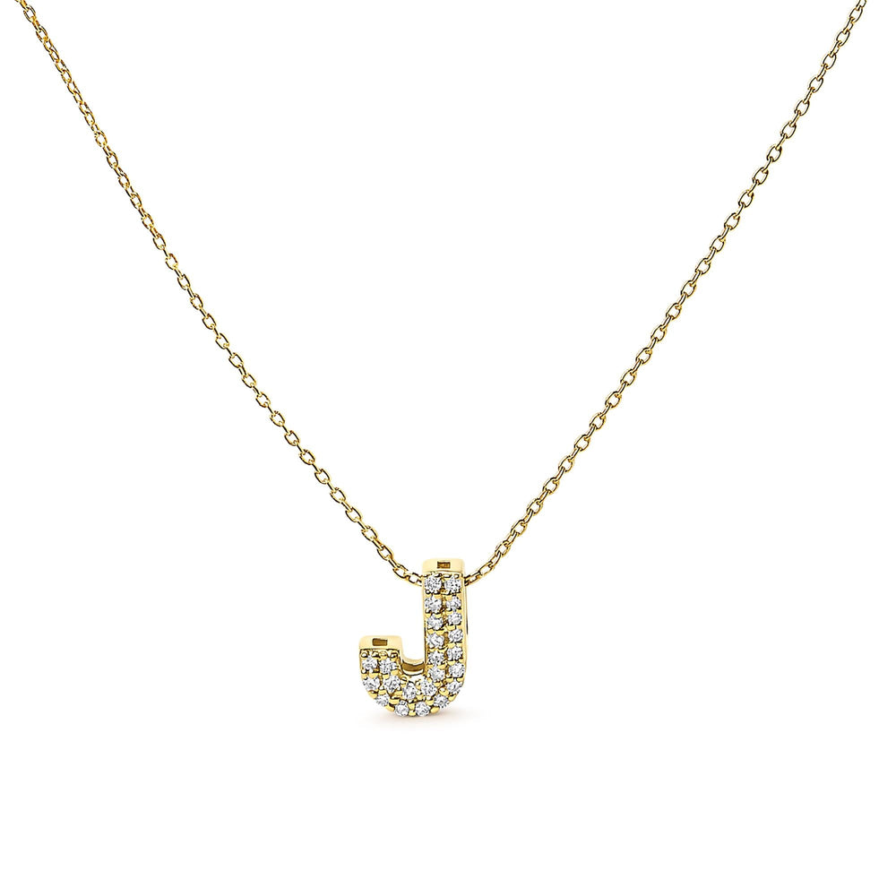 10K Yellow Gold Diamond Accent "A-Z" Initial Bubble Pendant Necklace