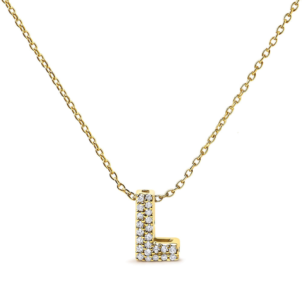 10K Yellow Gold Diamond Accent "A-Z" Initial Bubble Pendant Necklace