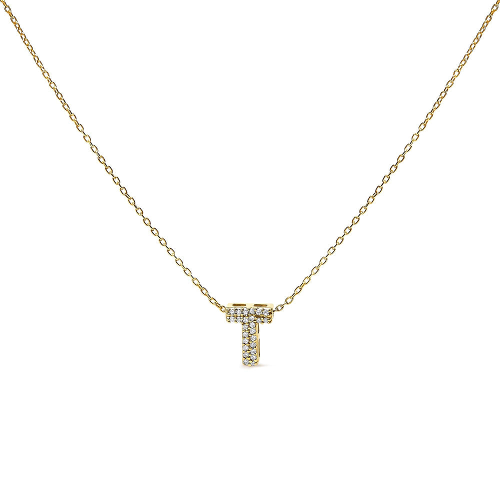 10K Yellow Gold Diamond Accent "A-Z" Initial Bubble Pendant Necklace
