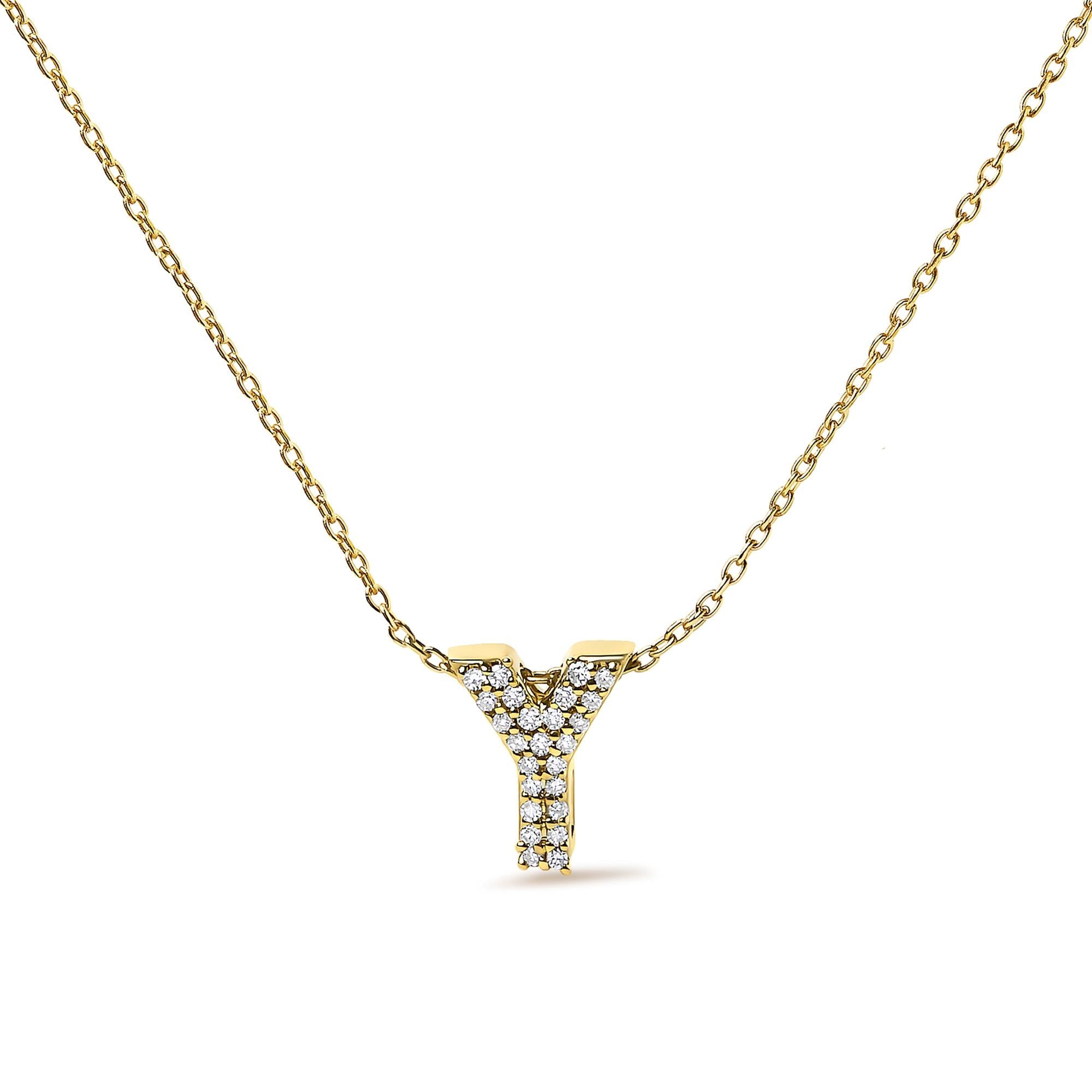 10K Yellow Gold Diamond Accent "A-Z" Initial Bubble Pendant Necklace