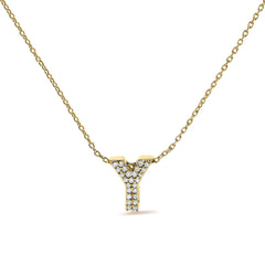 10K Yellow Gold Diamond Accent "A-Z" Initial Bubble Pendant Necklace