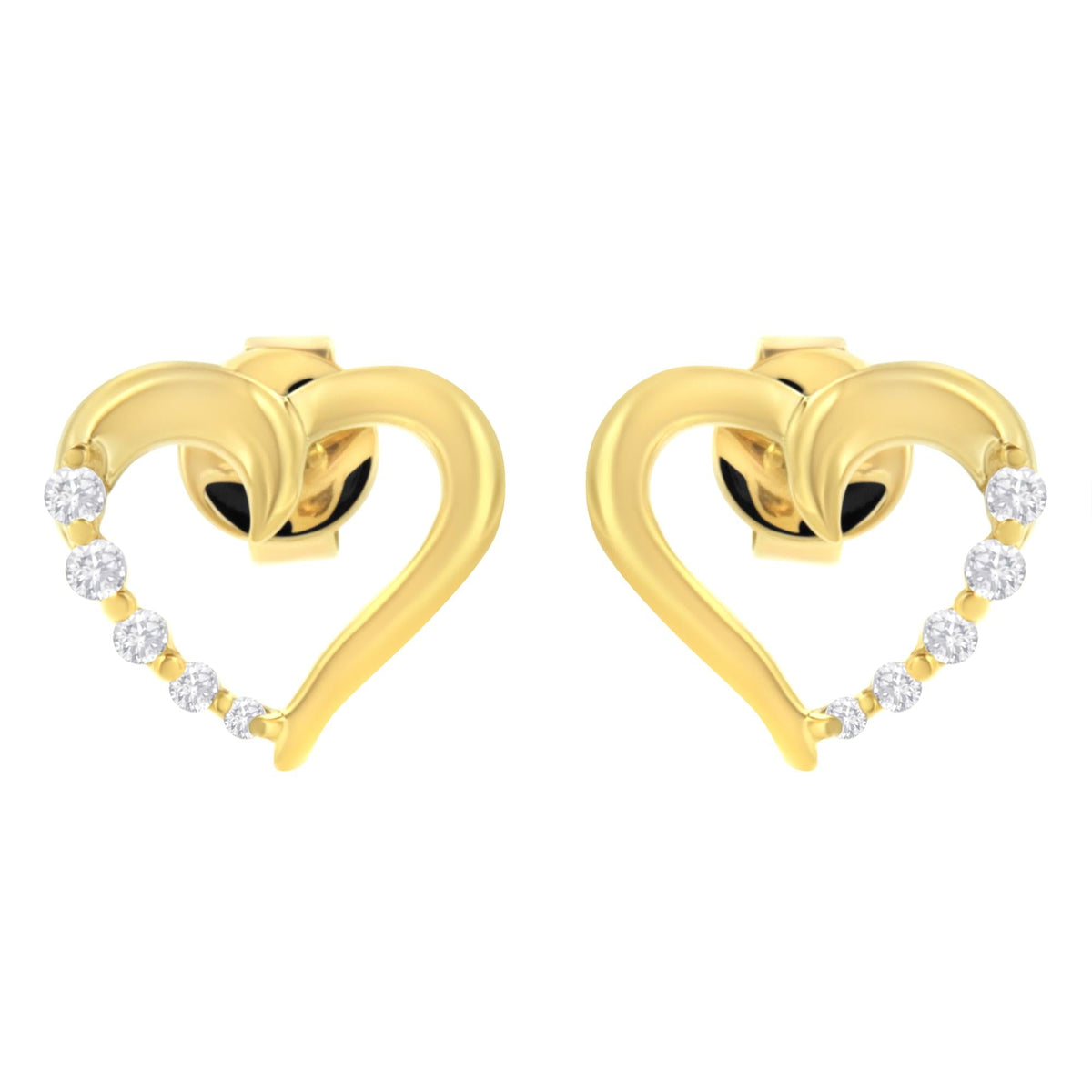 14KT Yellow Gold 1/8 cttw Diamond Journey Heart Earrings (K-L, I1-I2)