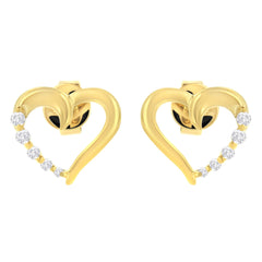 14KT Yellow Gold 1/8 cttw Diamond Journey Heart Earrings (K-L, I1-I2)