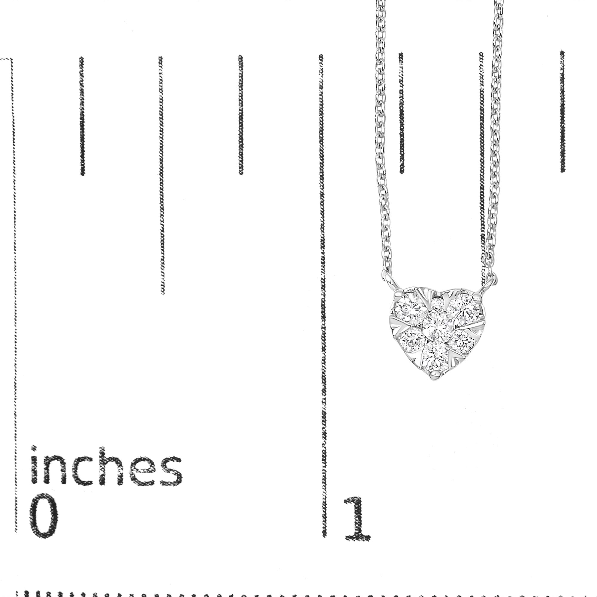 14K White Gold 1/4 Cttw Diamond Composite Heart Pendant Necklace - 18" Inches