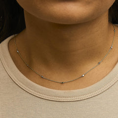 14K Yellow Gold Bezel Set Alternating Green Emerald and Diamond Station Necklace - 18" Inches