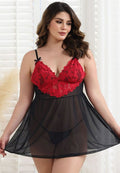 Women Plus Size Babydoll Lingerie Lace Chemise Mesh Sleepwear