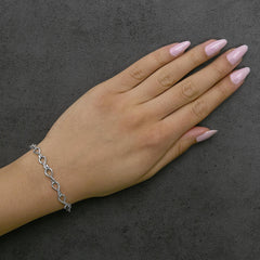 .925 Sterling Silver 1/2 Cttw Linked Infinity Anklet