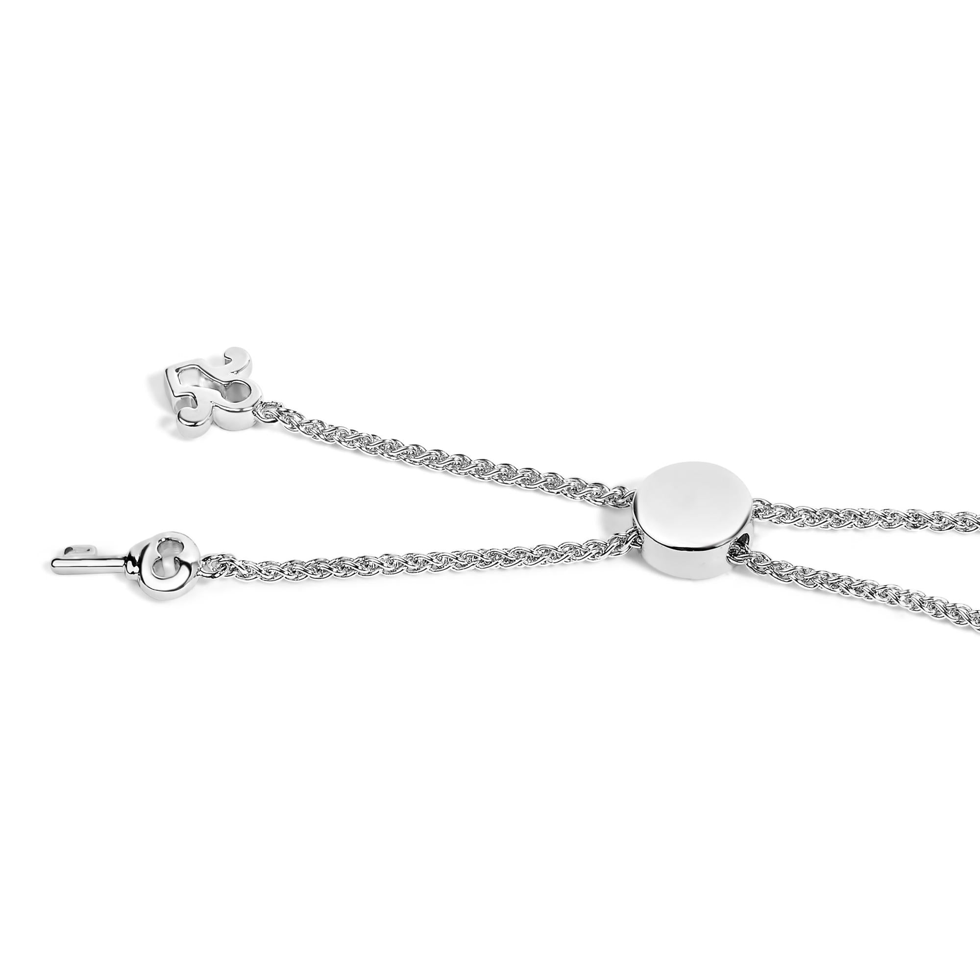 Sterling Silver 1/10 Cttw Diamond Keyhole Charm Bolo Bracelet