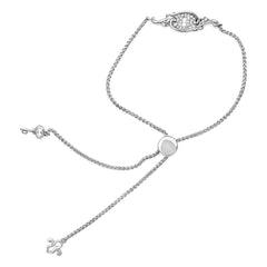 Sterling Silver 1/10 Cttw Diamond Keyhole Charm Bolo Bracelet
