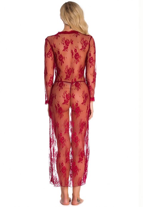 Long Sheer Lace Robe