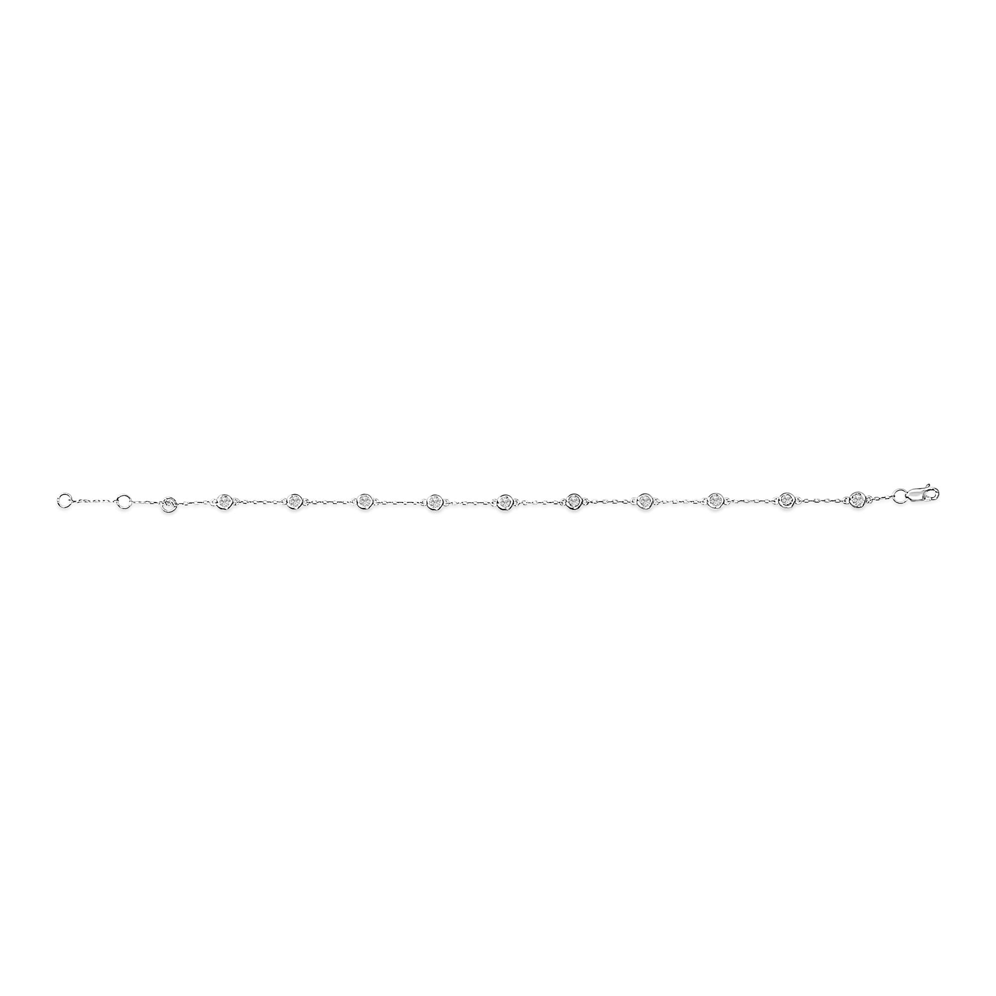 14K Gold 1/2 Cttw Bezel Set Lab Grown Diamond Station Bracelet