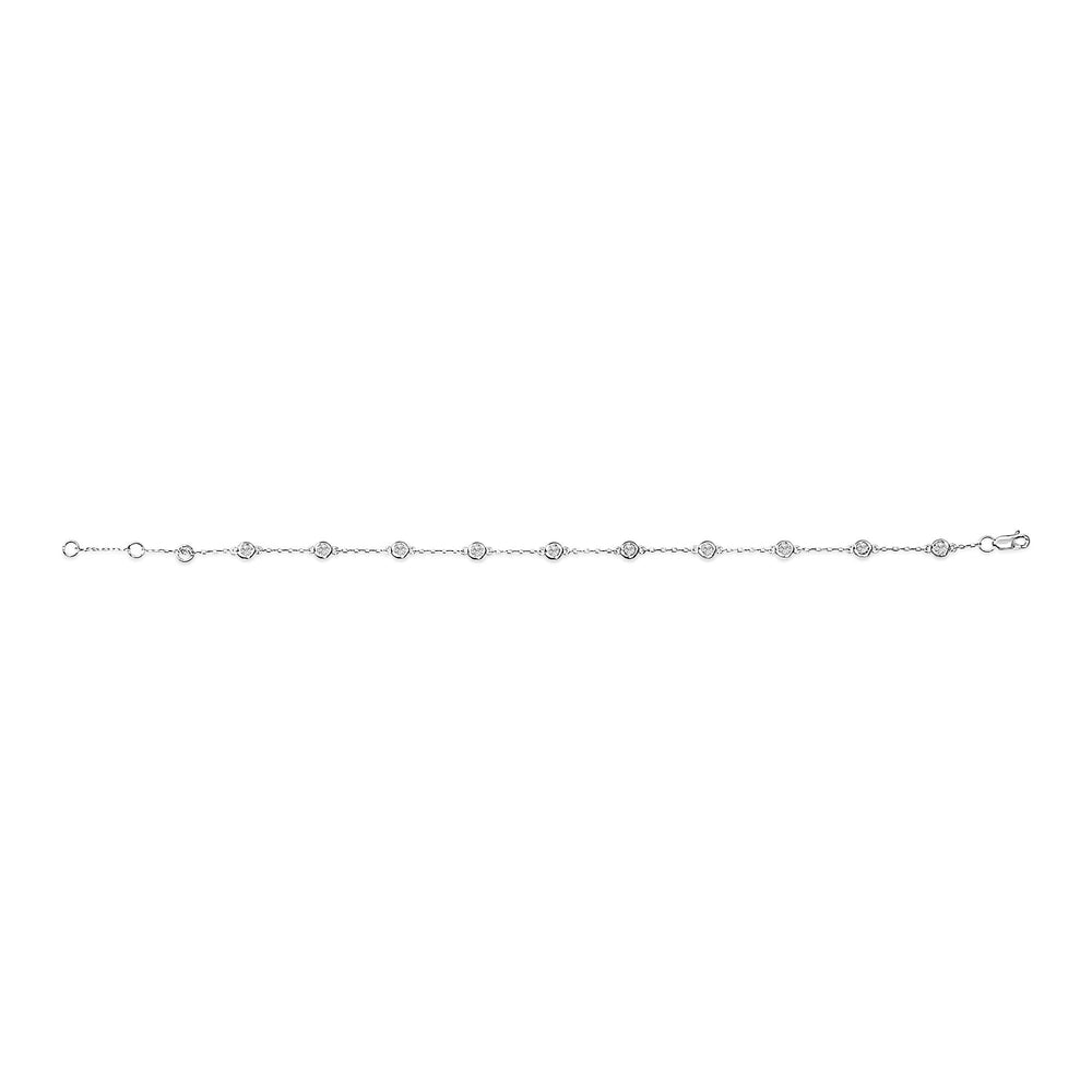 14K Gold 1/2 Cttw Bezel Set Lab Grown Diamond Station Bracelet