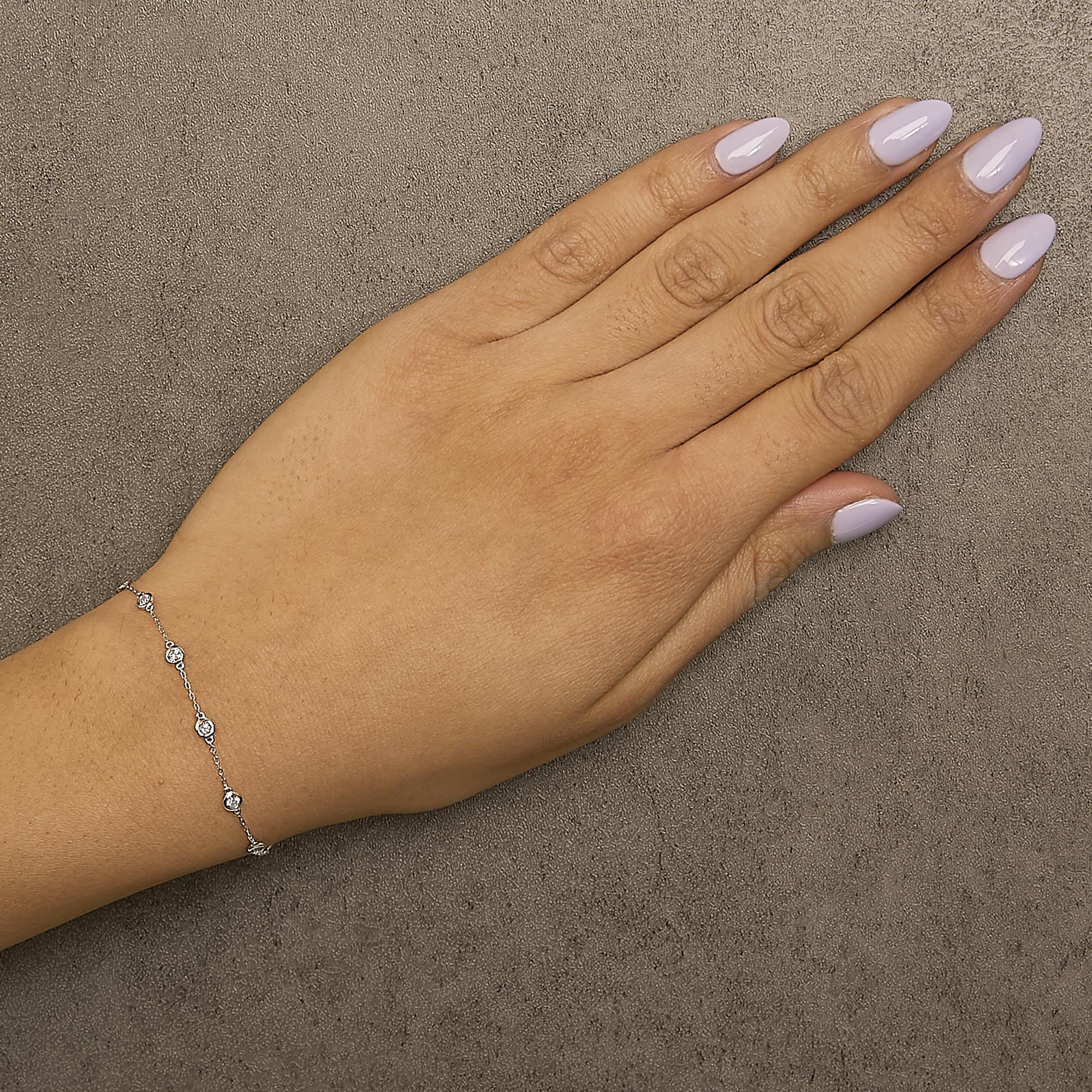 14K Gold 1/2 Cttw Bezel Set Lab Grown Diamond Station Bracelet