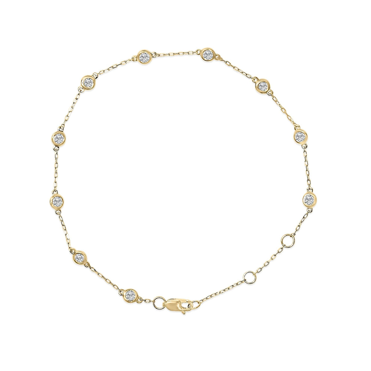 14K Gold 1/2 Cttw Bezel Set Lab Grown Diamond Station Bracelet