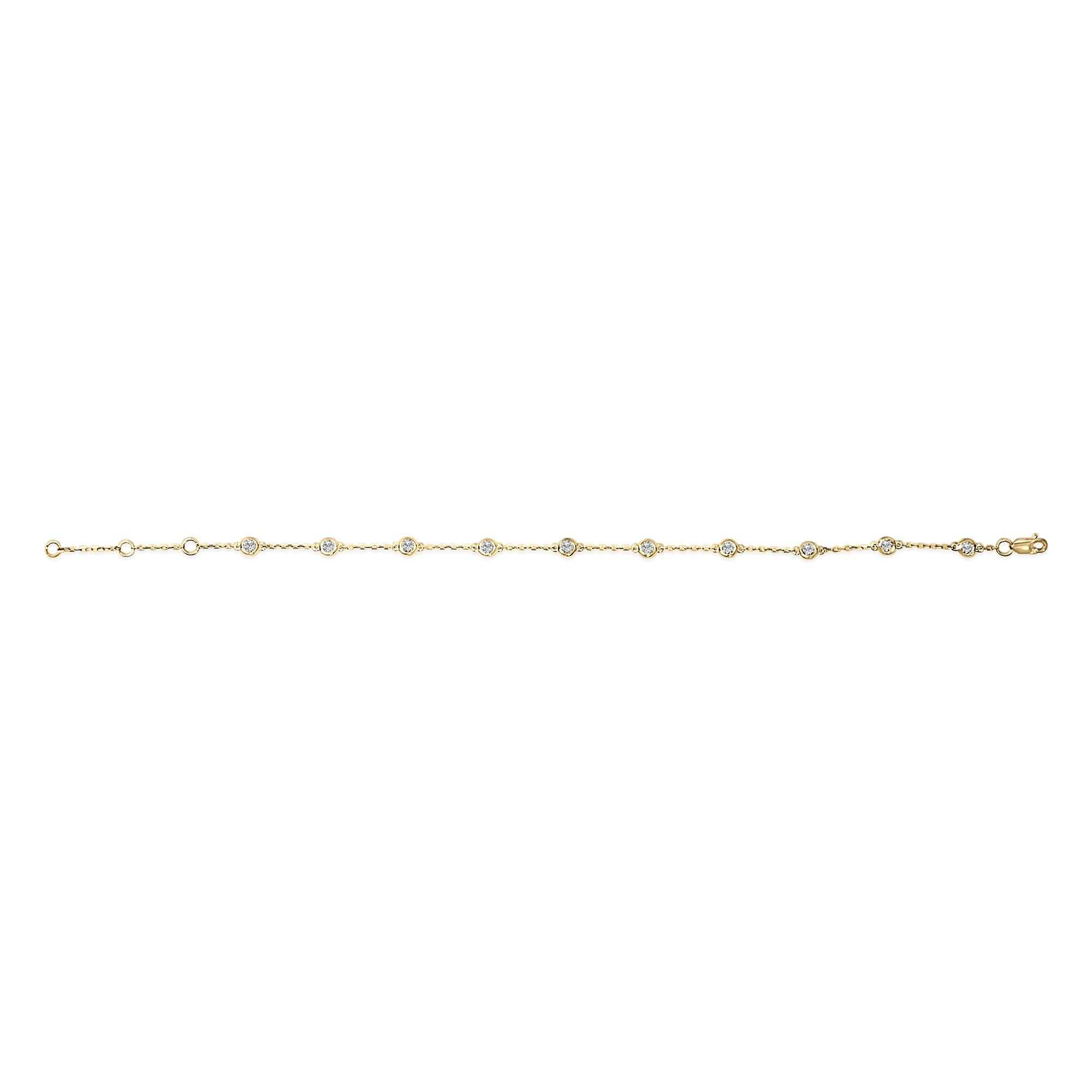 14K Gold 1/2 Cttw Bezel Set Lab Grown Diamond Station Bracelet
