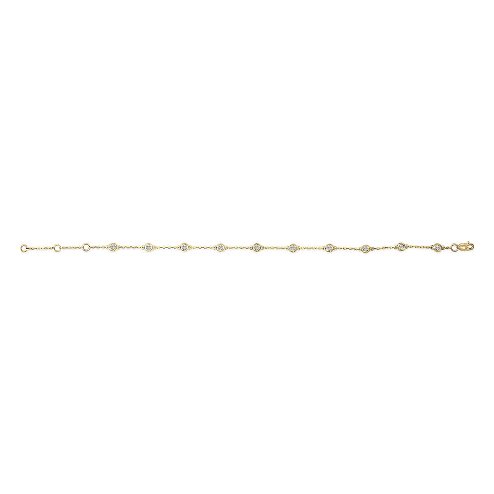14K Gold 1/2 Cttw Bezel Set Lab Grown Diamond Station Bracelet