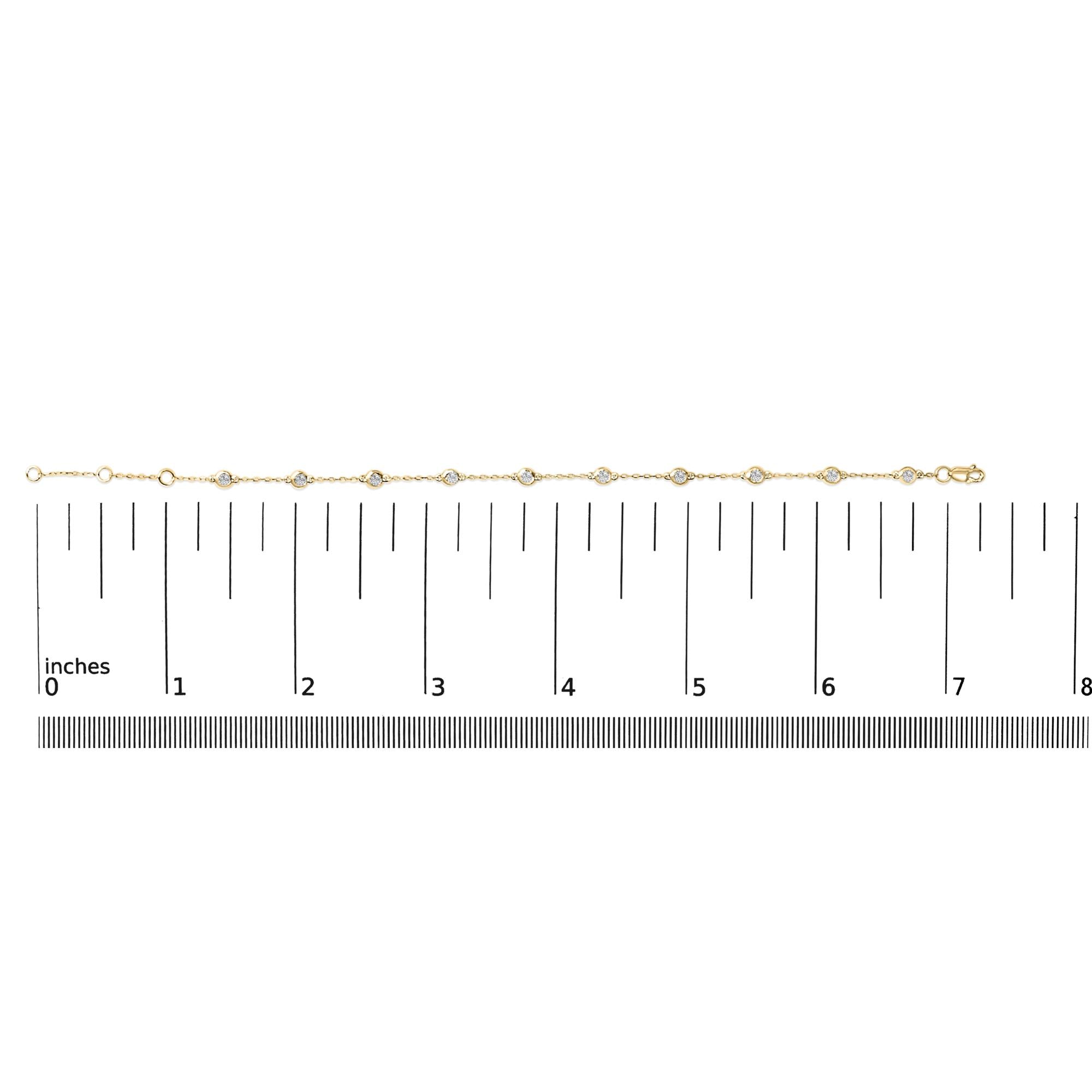 14K Gold 1/2 Cttw Bezel Set Lab Grown Diamond Station Bracelet