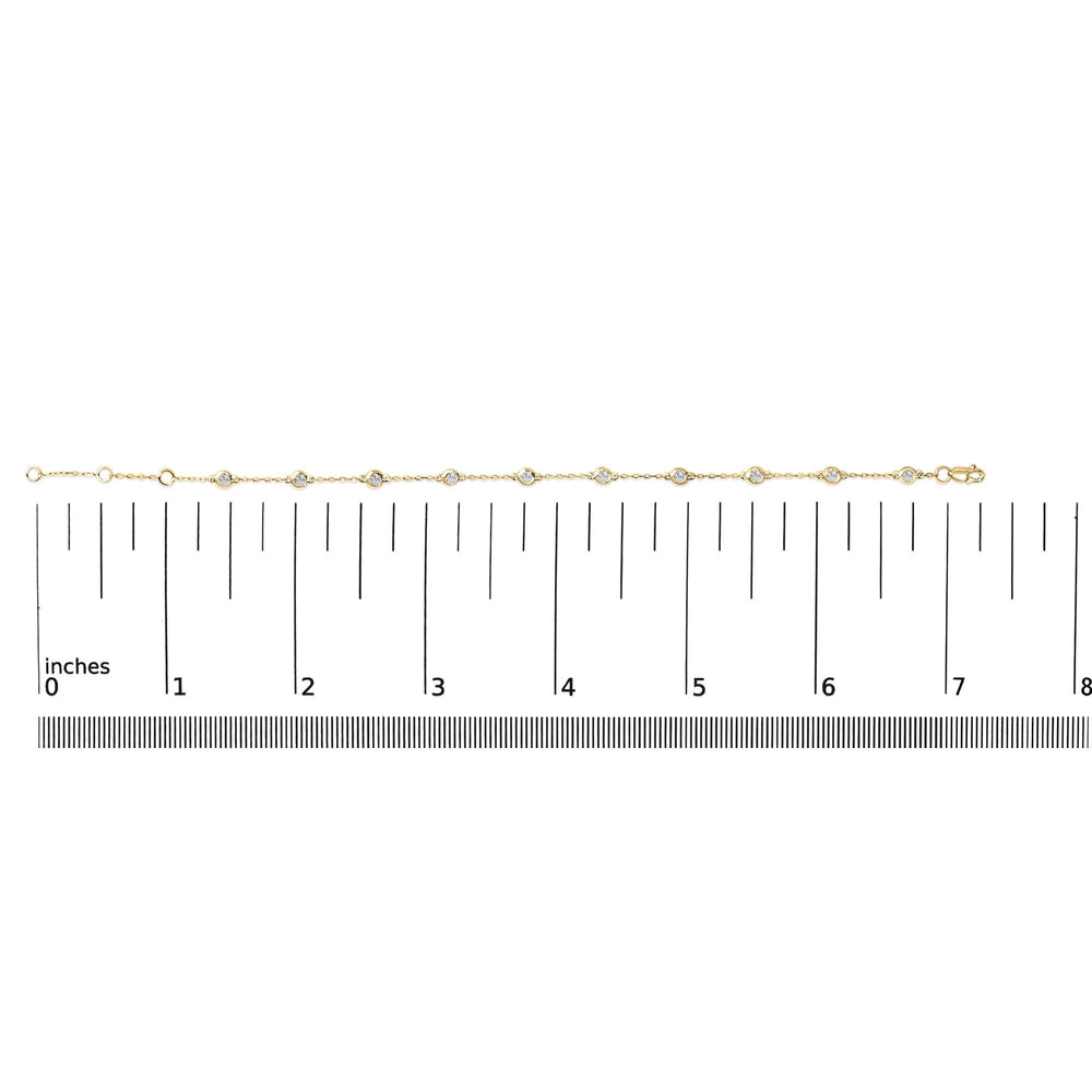 14K Gold 1/2 Cttw Bezel Set Lab Grown Diamond Station Bracelet