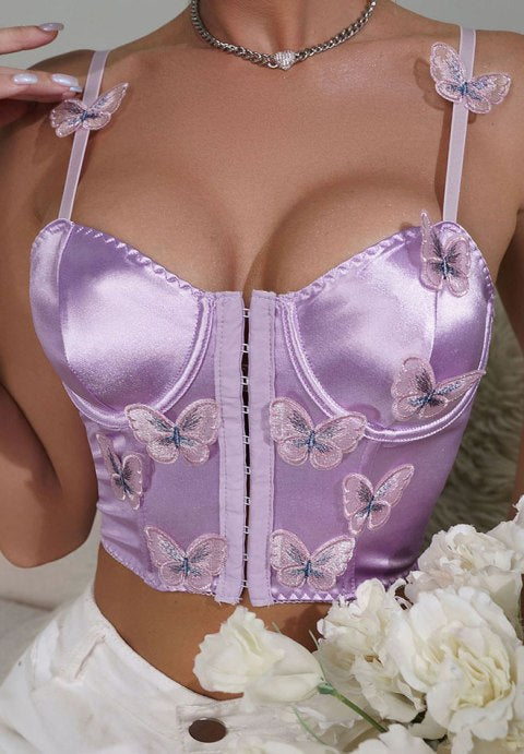 Romantic Butterfly Embroidered Bustier