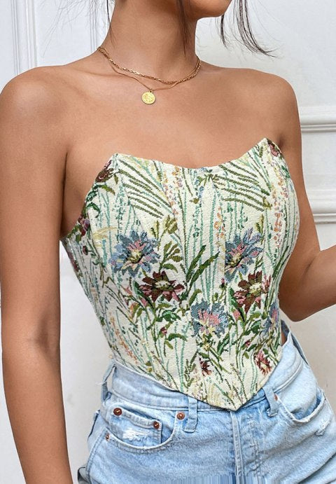 Sophisticated Floral Corset Top